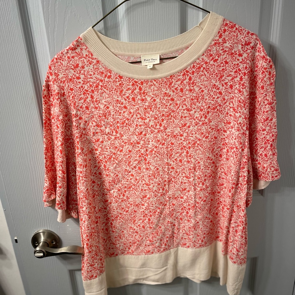 Part Two Floral Print Women's Blouse in Orange and Cream